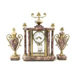 French marble clock garniture stamped 'Lardot et Boyon