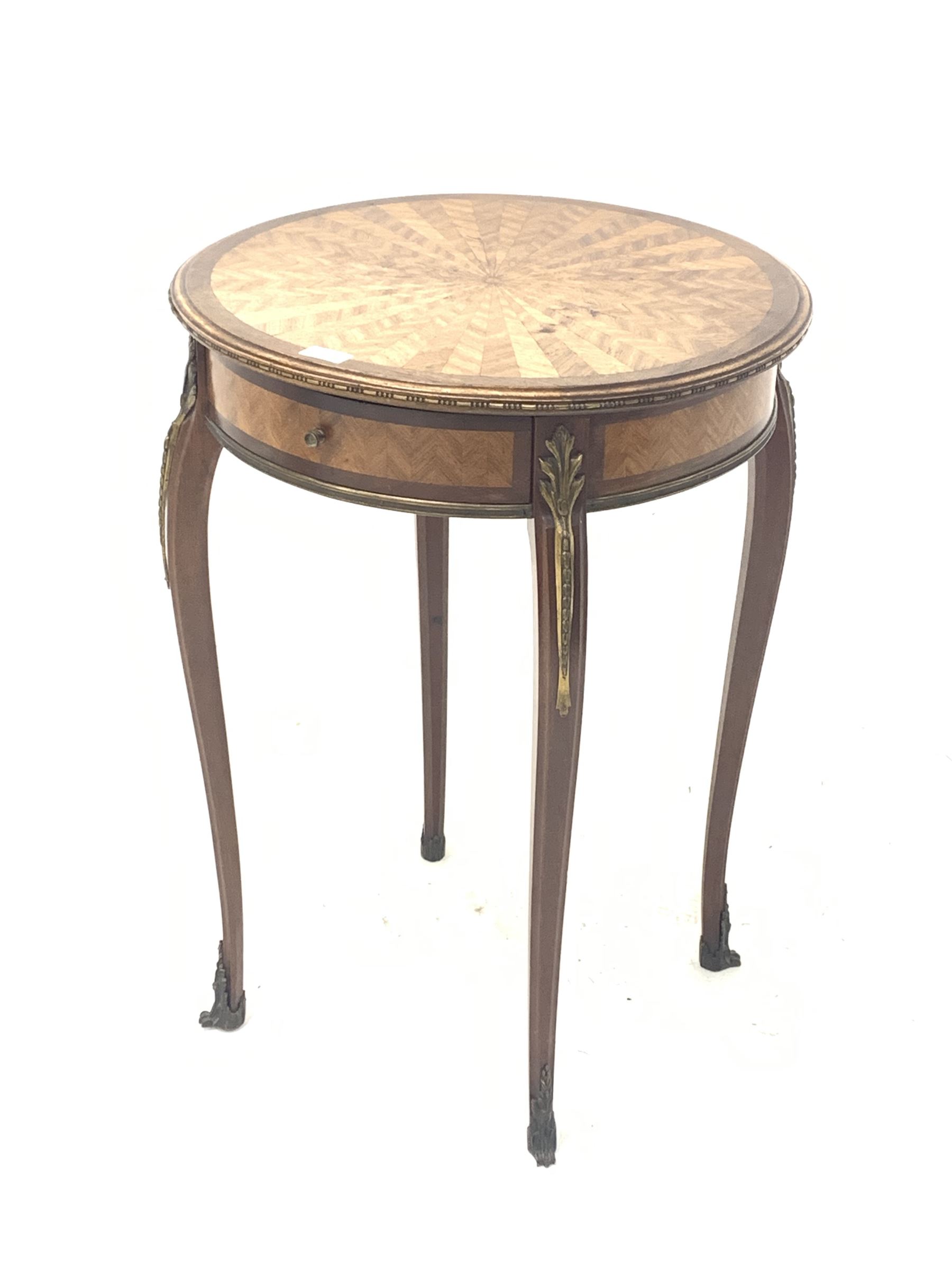Early 20th century French kingwood and walnut occasional table