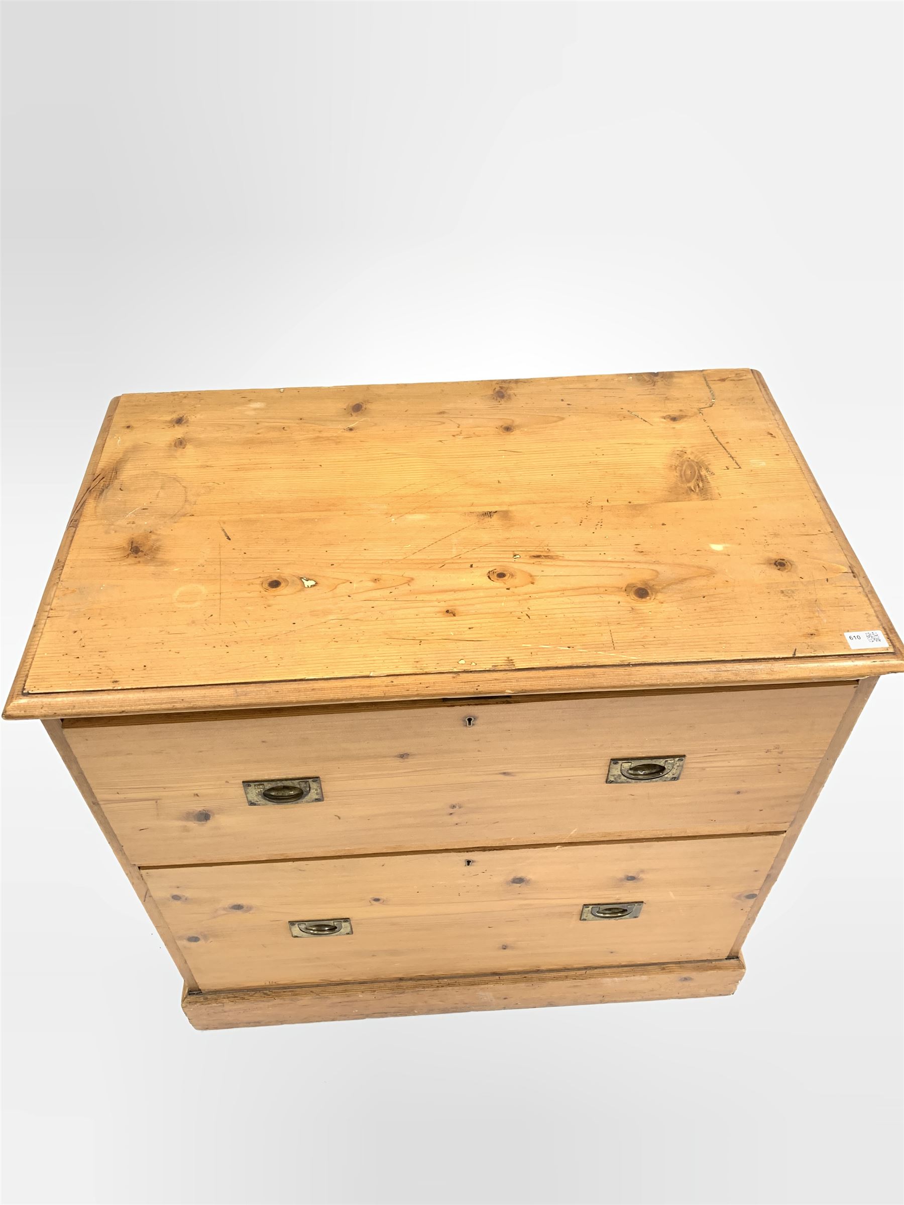 19th century pine campaign style chest - Image 5 of 5