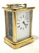 Brass four glass carriage time piece clock