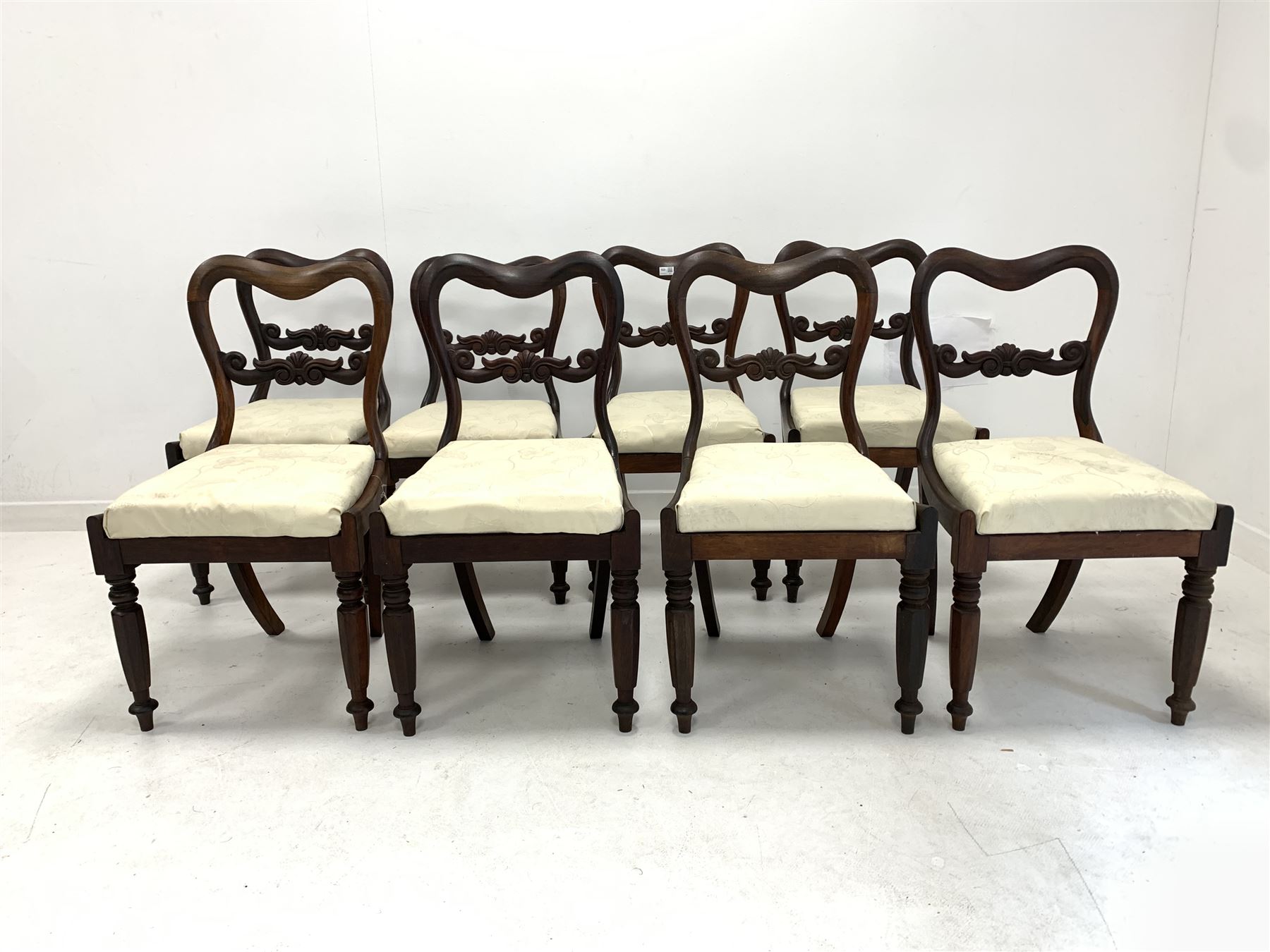Set eight Regency rosewood dining chairs