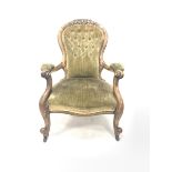 Victorian walnut open armchair