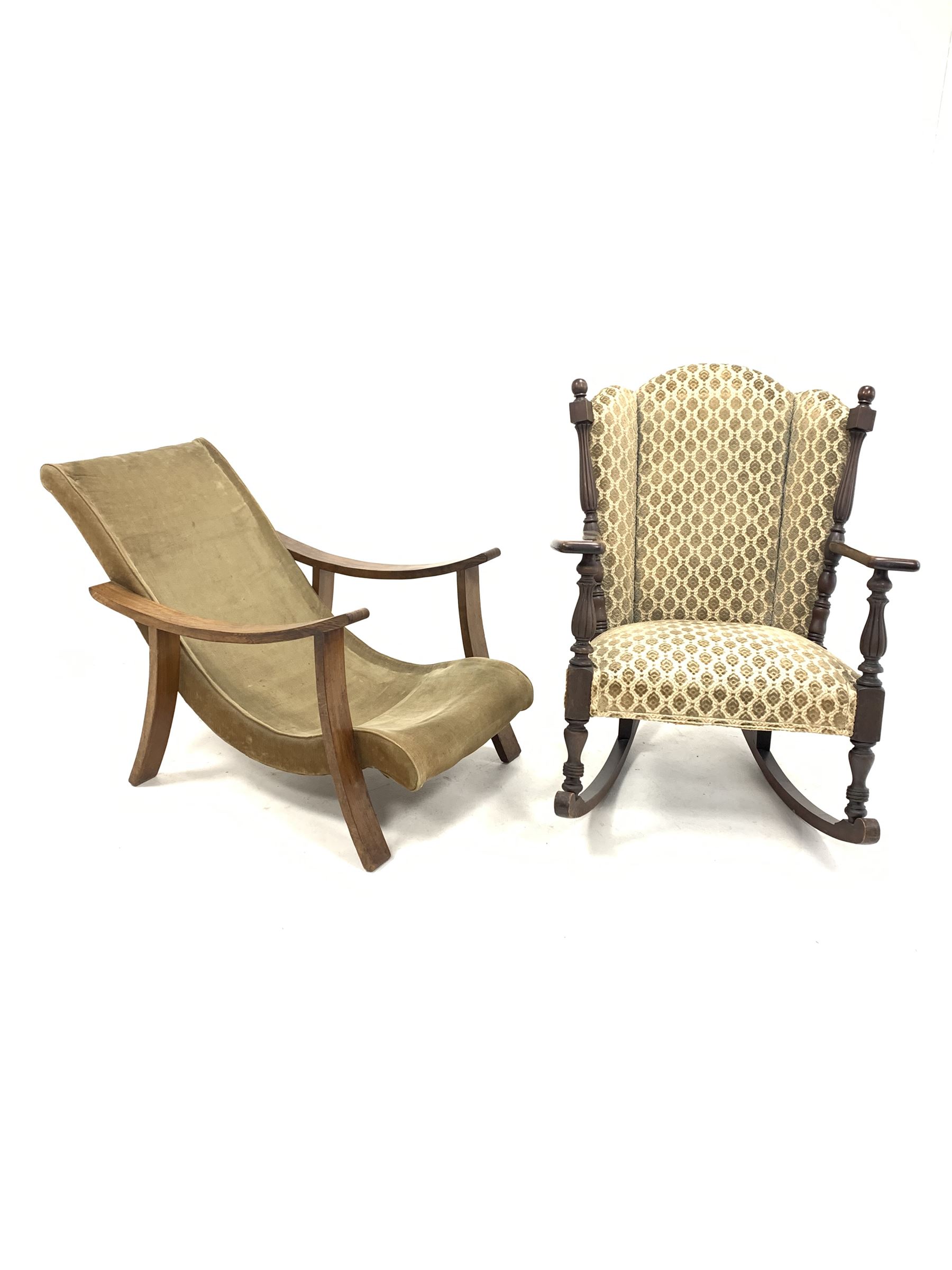 Late Victorian mahogany upholstered rocking chair