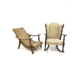 Late Victorian mahogany upholstered rocking chair