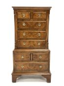 Reproduction figured walnut miniature tallboy