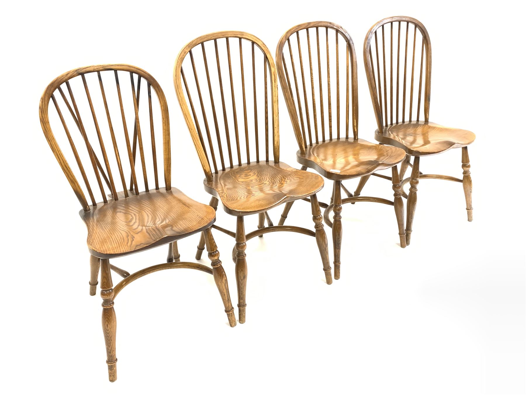 Matched set four 20th century elm Windsor dining chairs - Image 2 of 2