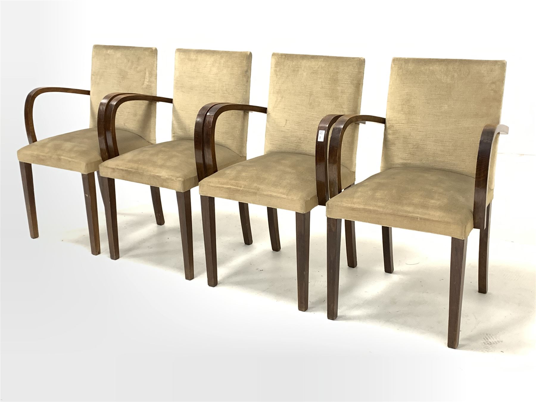 Set four early 20th century Art Deco oak elbow chairs - Image 2 of 3