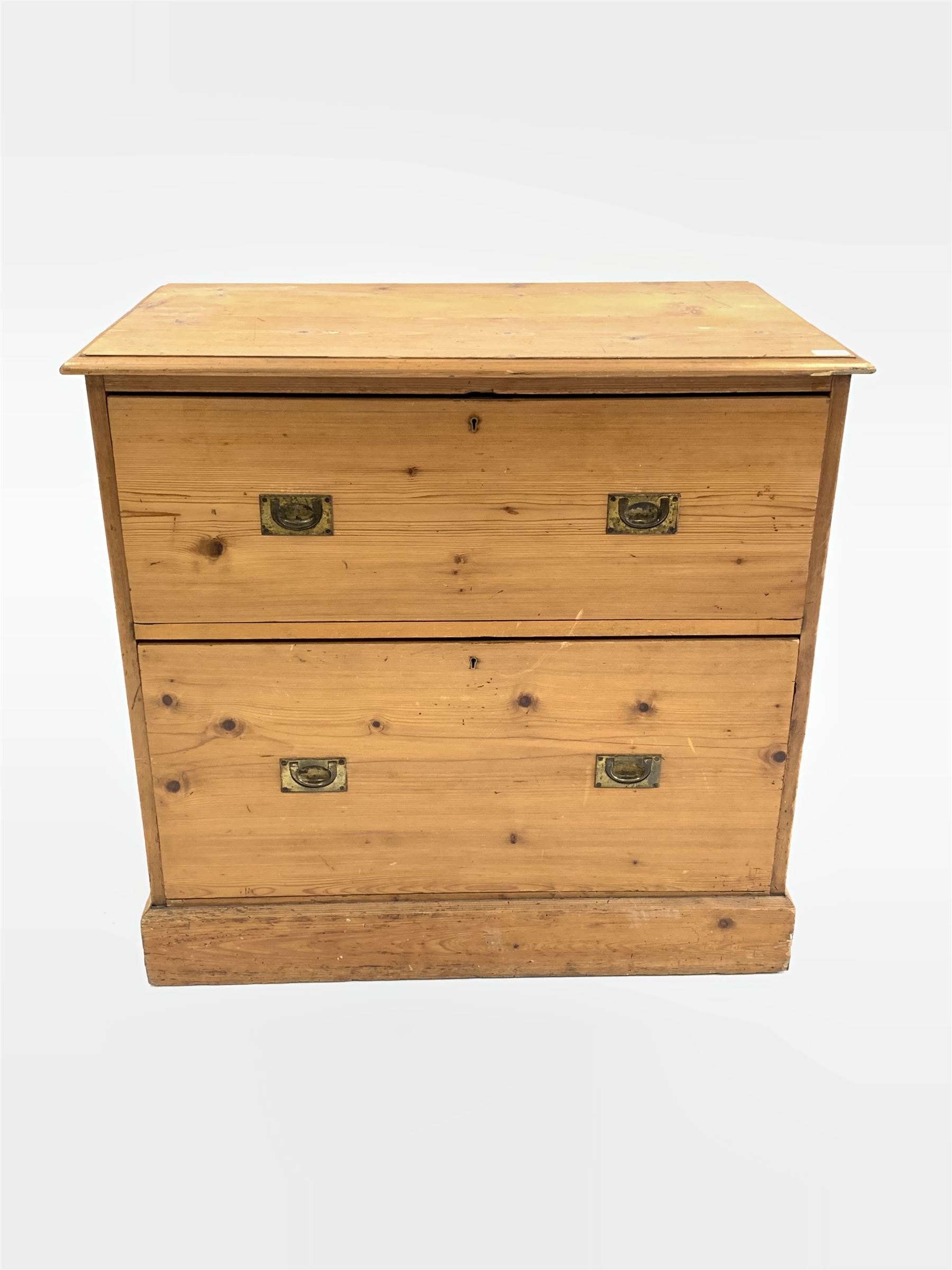 19th century pine campaign style chest - Image 2 of 5