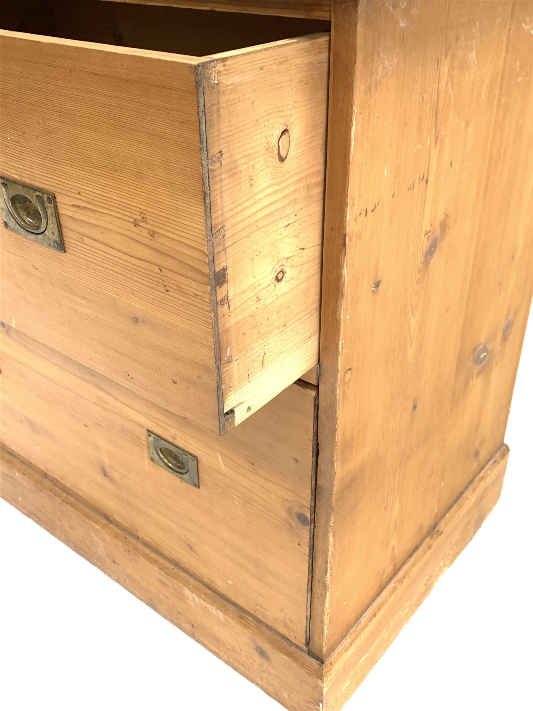 19th century pine campaign style chest - Image 3 of 5