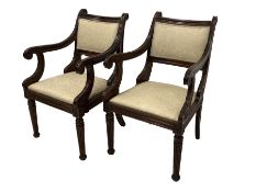 Pair of Regency design simulated rosewood elbow chairs