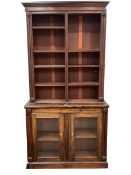 Early Victorian mahogany library bookcase on cupboard