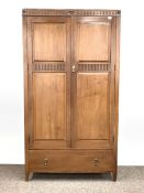 Early 20th century walnut double wardrobe