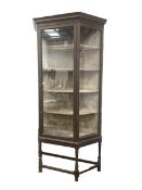 Large early 20th century oak shop display cabinet