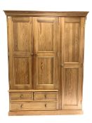 Polished pine triple wardrobe