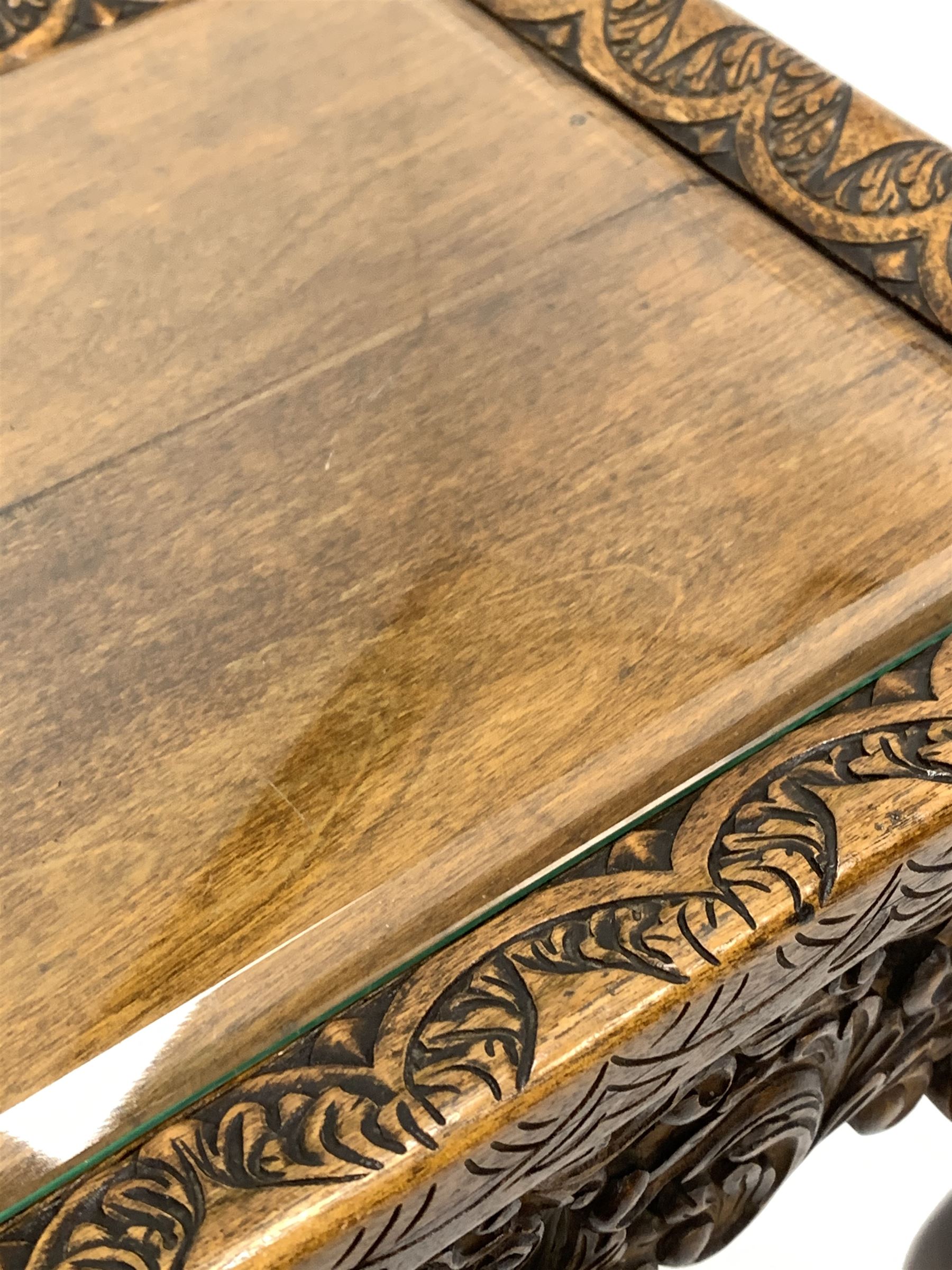 20th century carved mahogany lamp table - Image 3 of 3