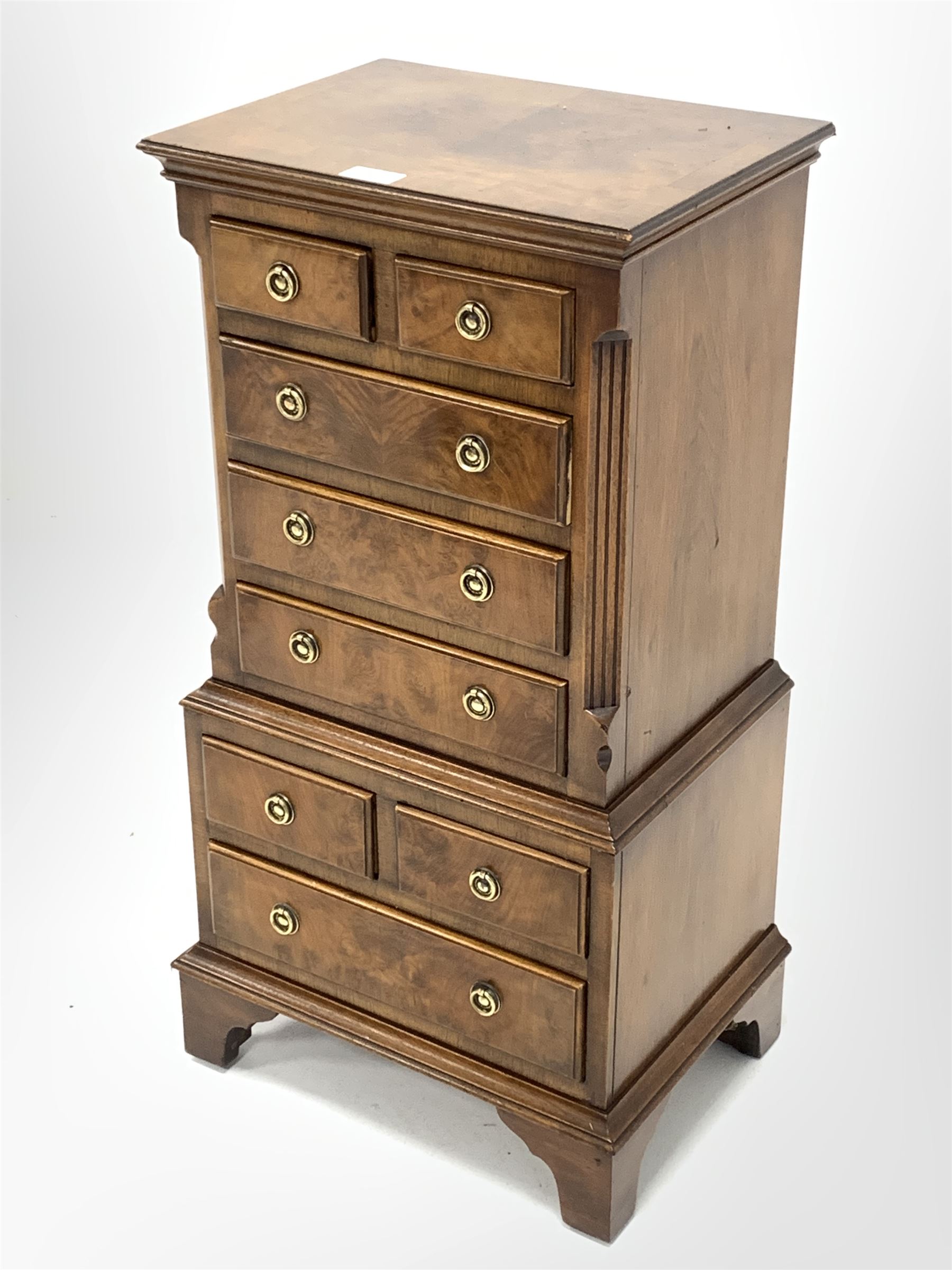 Reproduction figured walnut miniature tallboy - Image 3 of 3