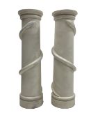 Pair of 20th century white painted oak turned tapering columns