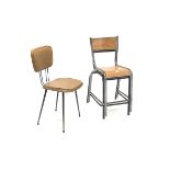 Pair 1950s industrial stacking chairs