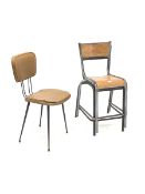 Pair 1950s industrial stacking chairs