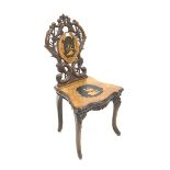 Late 19th century Swiss walnut music chair
