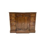 Regency style walnut breakfront bookcase