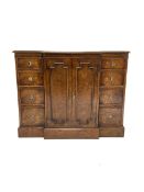 Regency style walnut breakfront bookcase