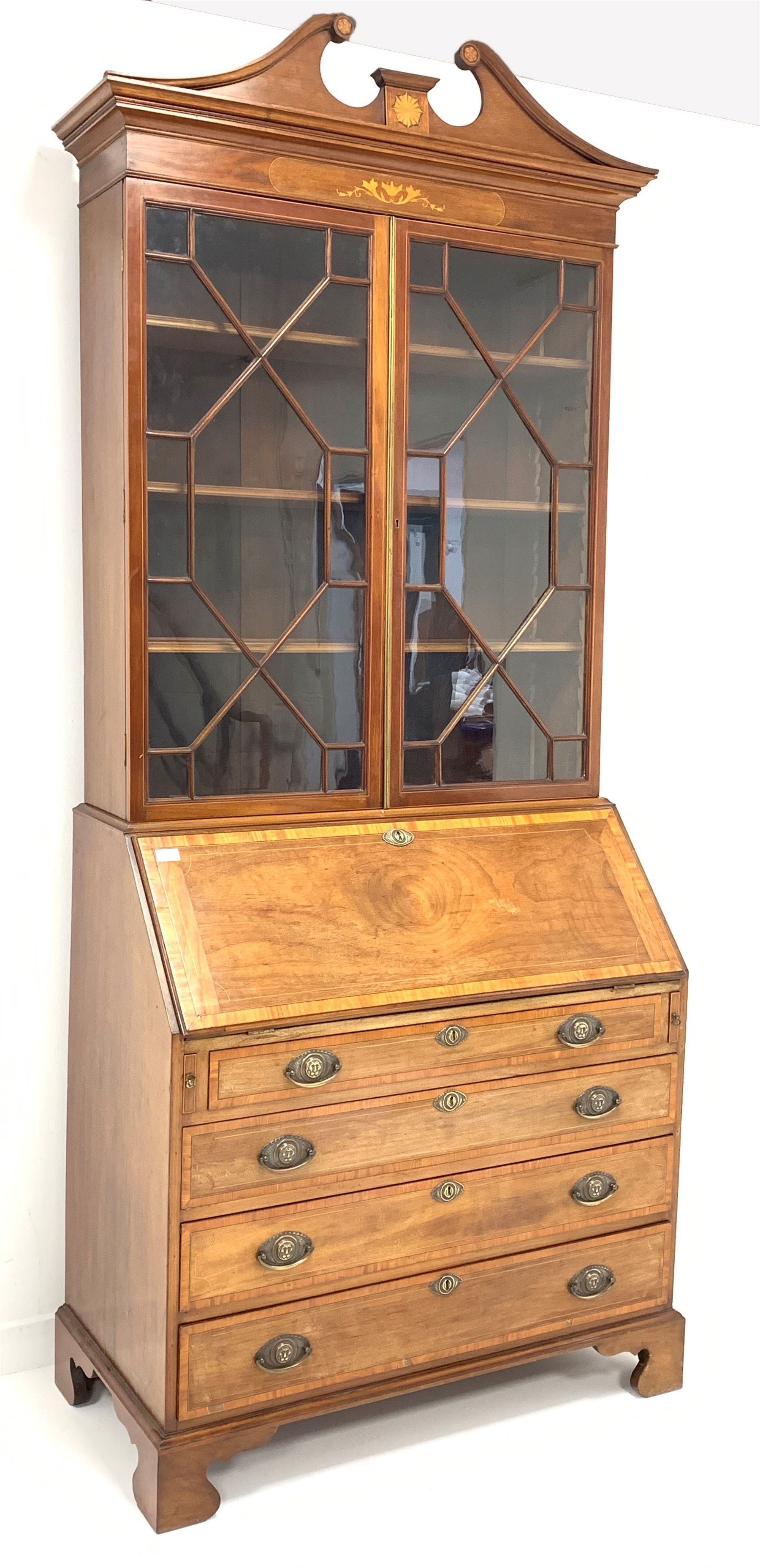 George III mahogany bureau bookcase