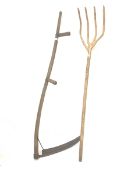 Late 19th/ Early 20th century four pronged elm hay fork