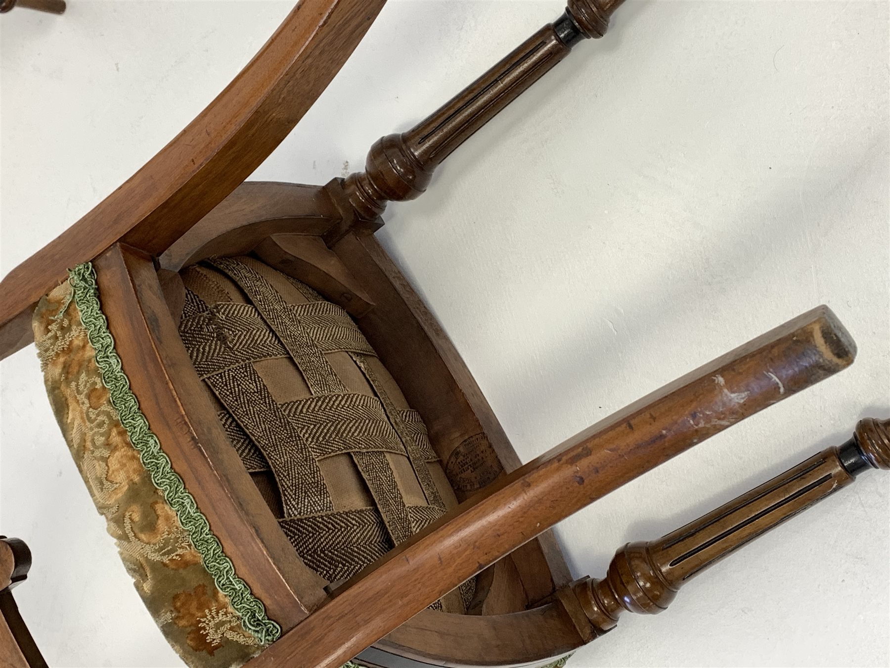 Set six late Victorian walnut and ebonised dining chairs - Image 4 of 4