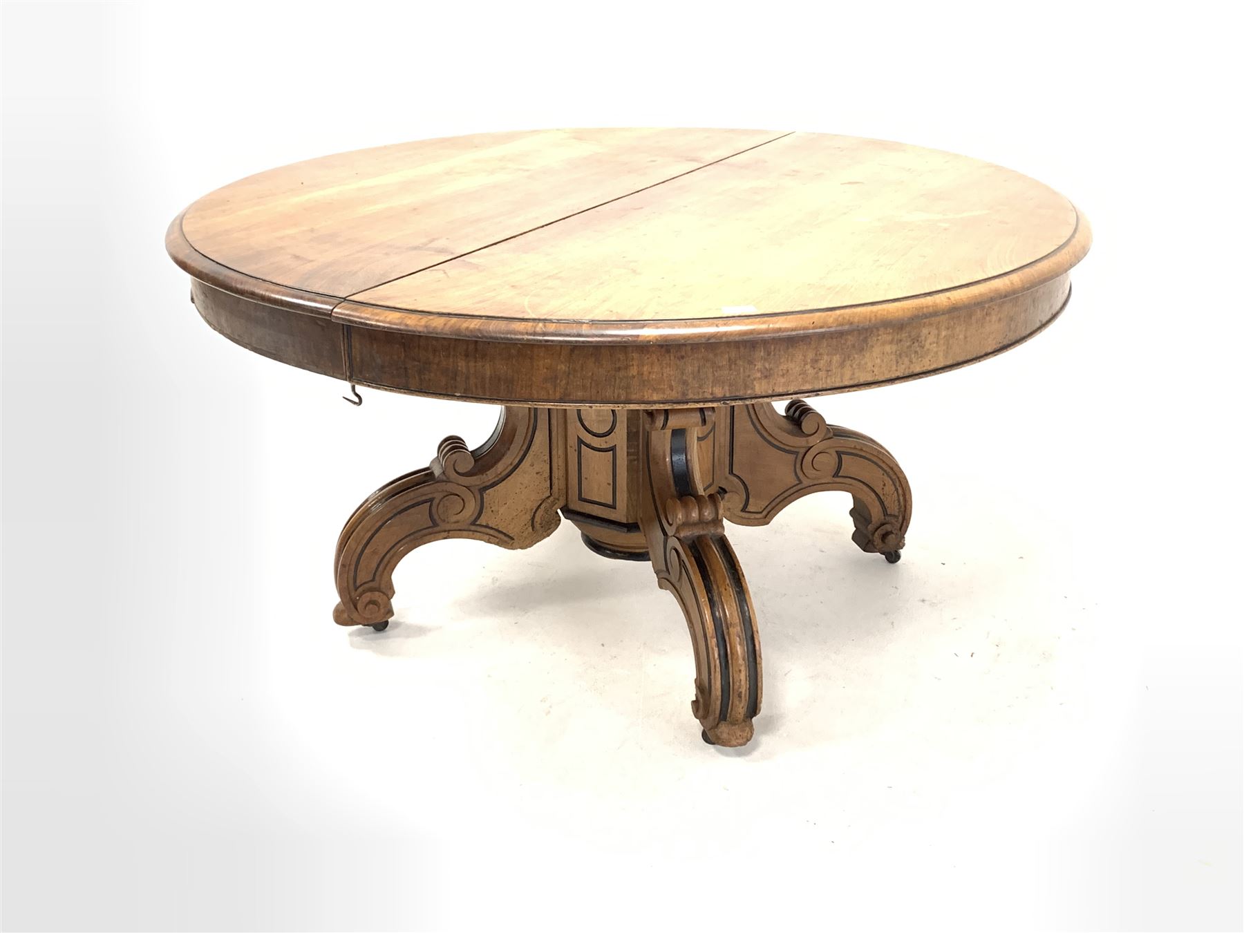 Victorian walnut oval extending dining table - Image 2 of 8