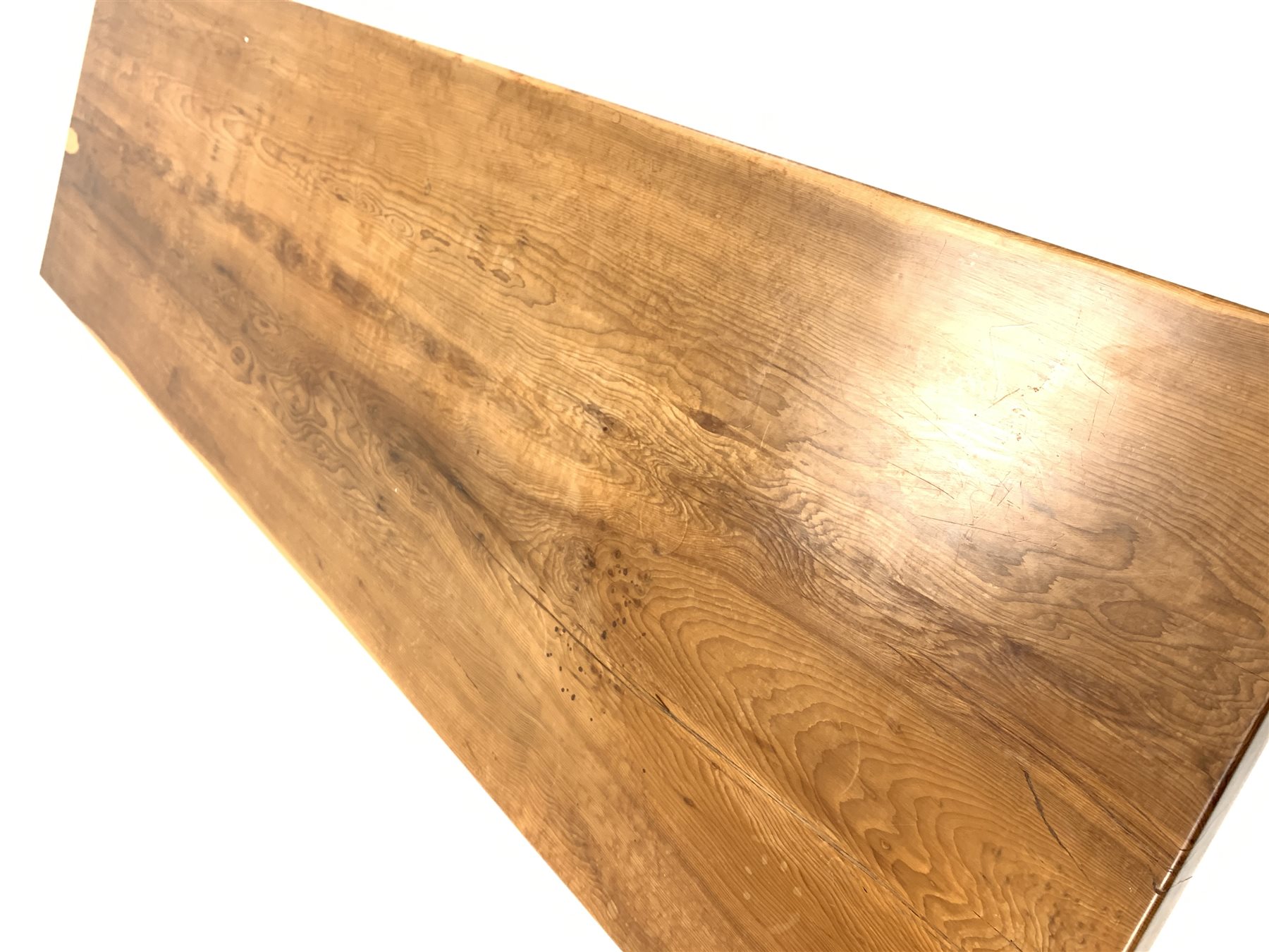 Late 20th century yew wood refectory style table - Image 2 of 3