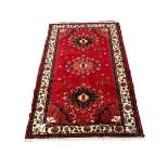 Persian Hamadan red round rug