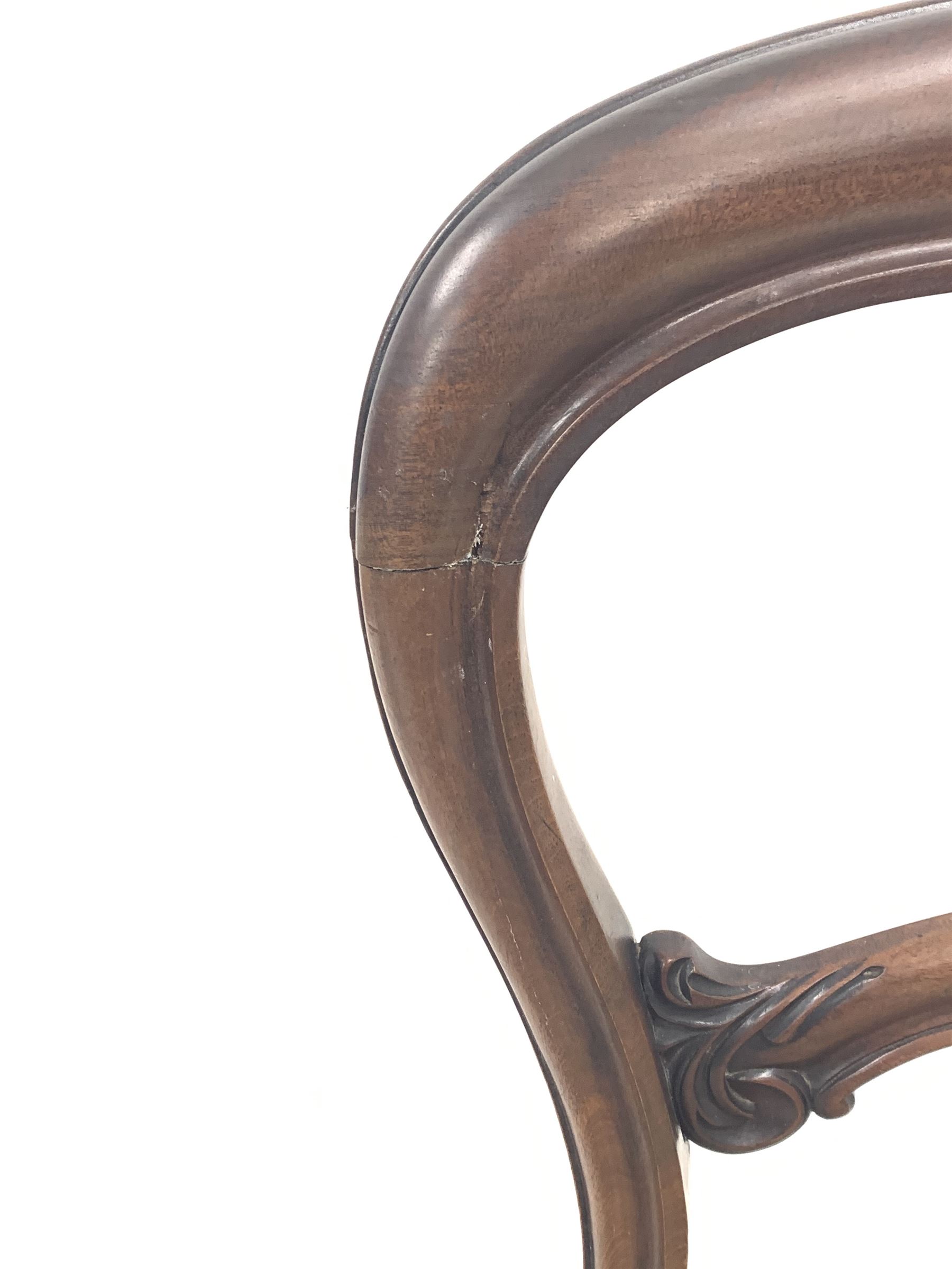 Set of four Victorian dining chairs with balloon backs and scroll leaf carved rails - Image 3 of 3
