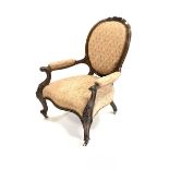 Victorian mahogany open armchair