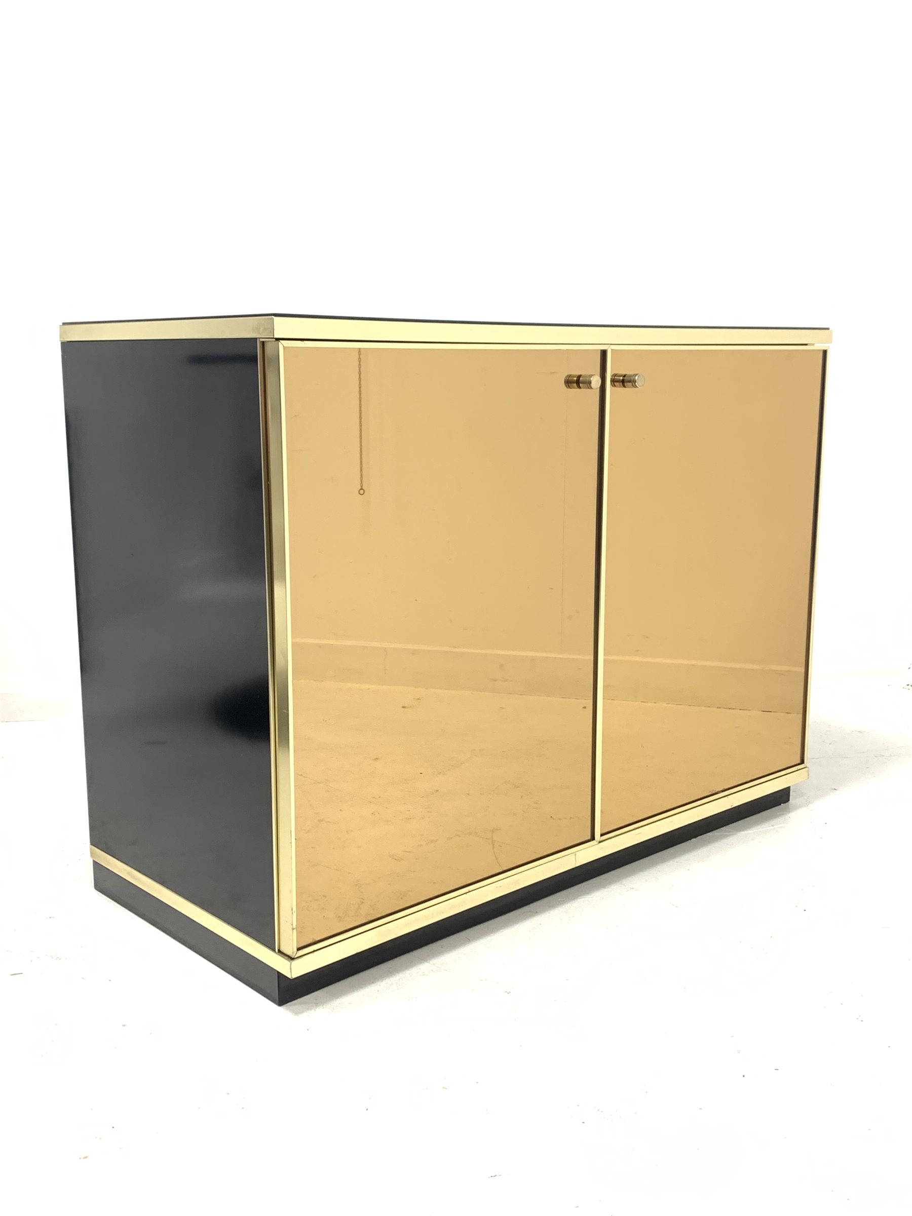 Renato Zevi for metal craft -Mid century 'Hollywood Regency' retro bronze tinted cupboard