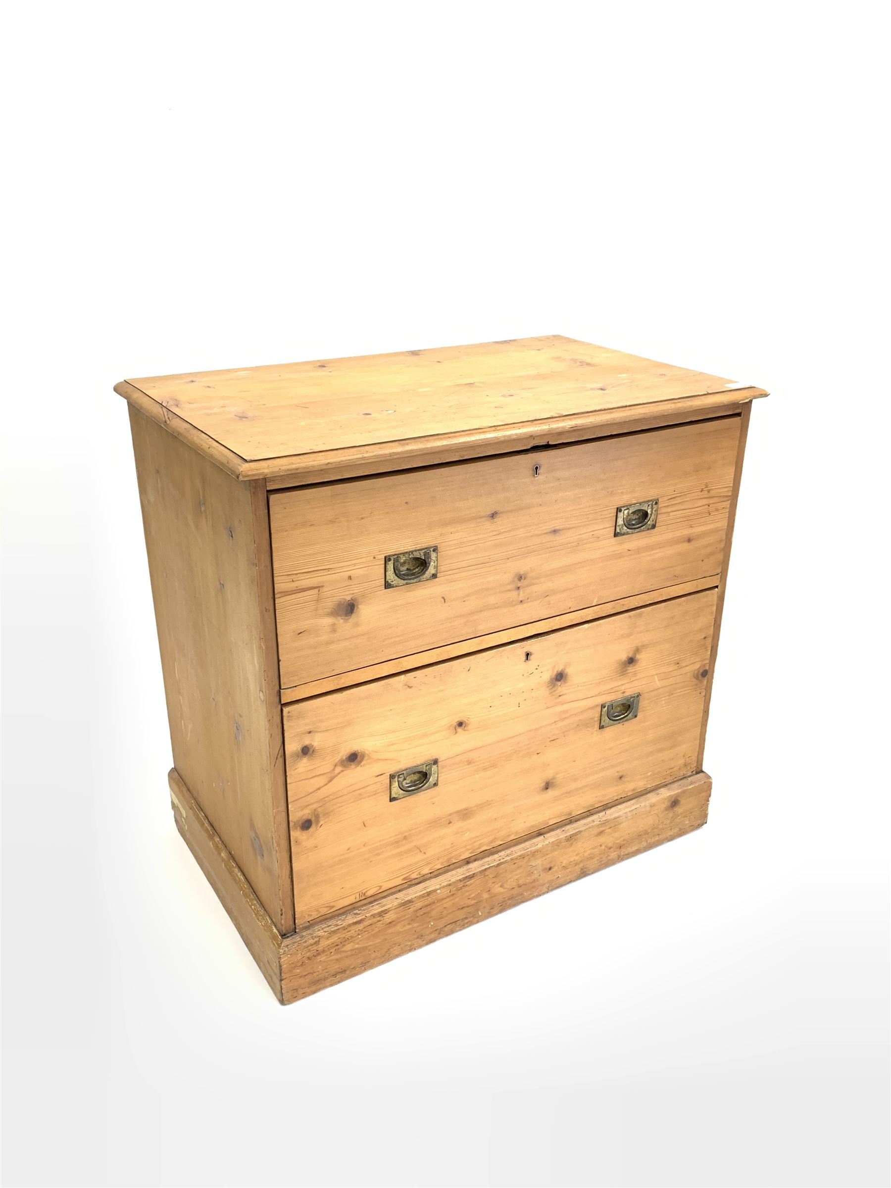 19th century pine campaign style chest