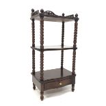 Victorian style mahogany three tier serpentine front what-not