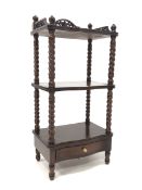Victorian style mahogany three tier serpentine front what-not
