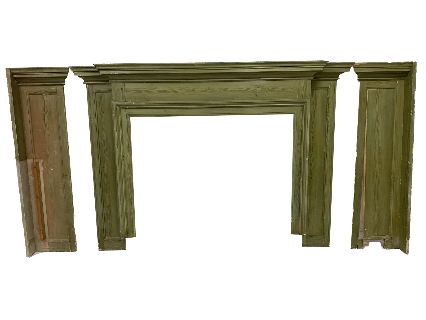 Early 20th century painted pine fire surround