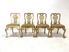 Set four 18th century design gilt wood dining chairs