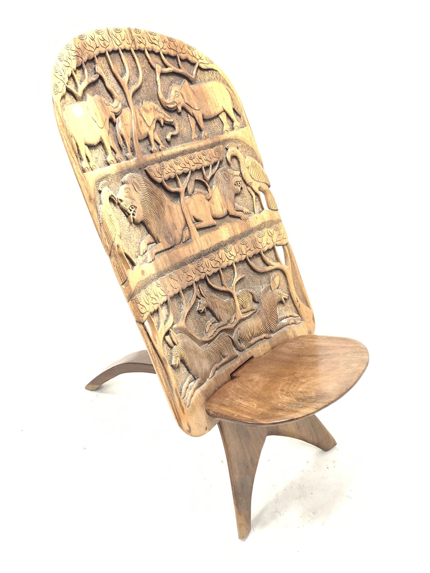 African style hardwood tribal Chieftain's folding chair