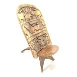 African style hardwood tribal Chieftain's folding chair