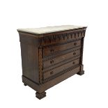 Mid 19th century mahogany marble top secritaire chest