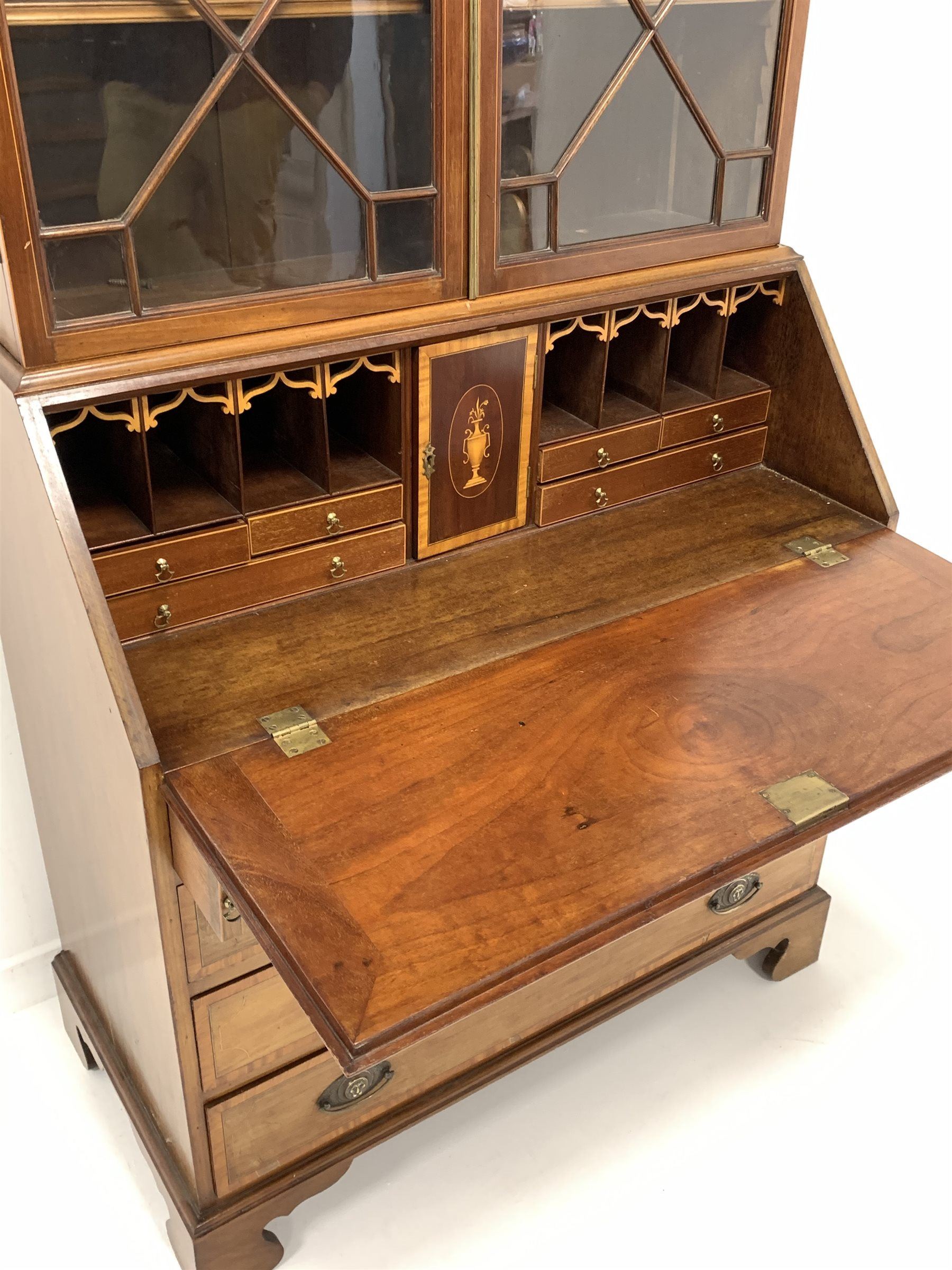 George III mahogany bureau bookcase - Image 2 of 3