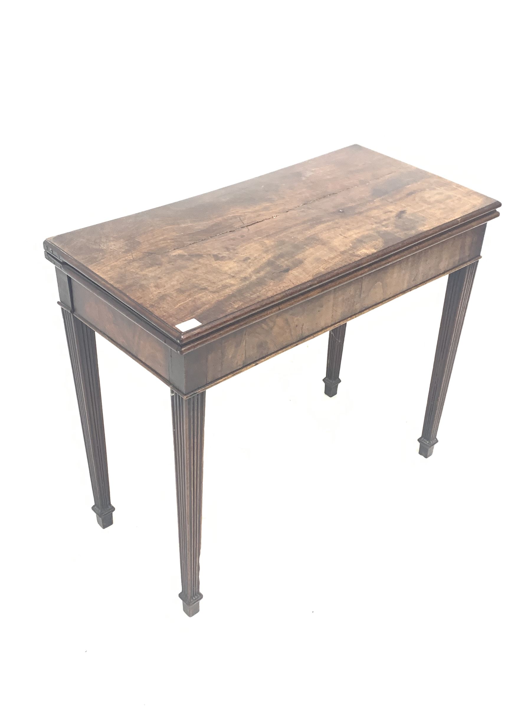 Mid 19th century Gillows design figured mahogany fold over tea table - Image 2 of 6