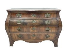 19th century Dutch mahogany and walnut Bombe chest