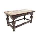 17th century and later oak duo draw leaf refectory table