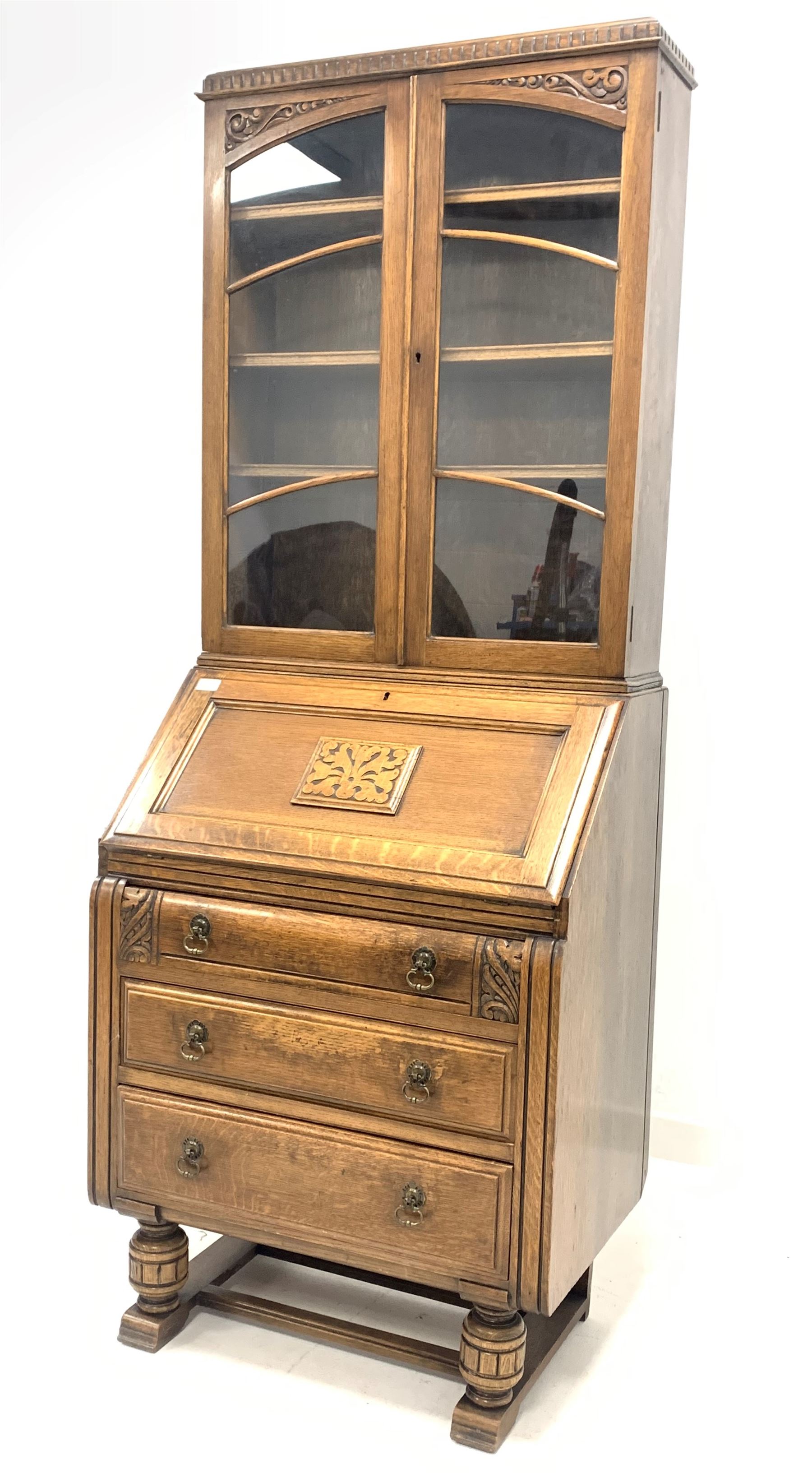 Early 20th century oak bureau bookcase