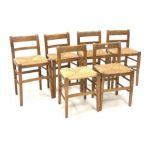 Matched set six 20th century cherry wood chairs