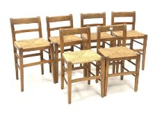 Matched set six 20th century cherry wood chairs